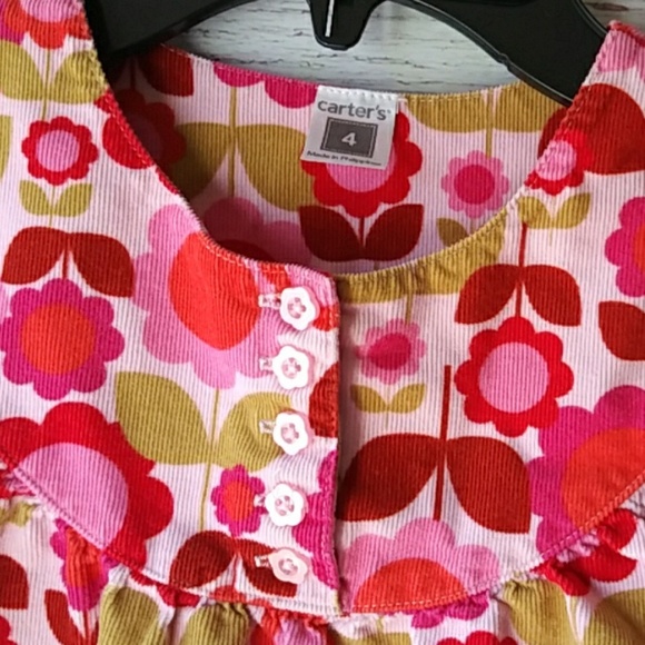 Carter's Floral corduroy Dress Sz 4 - Picture 2 of 3